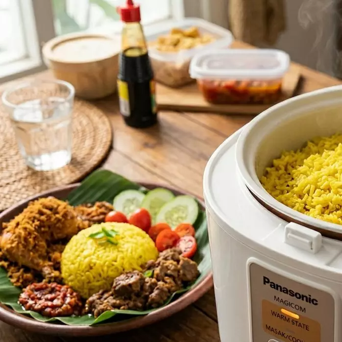 Resep nasi kuning pulen &amp; gurih cuma pakai magic com, anti gagal