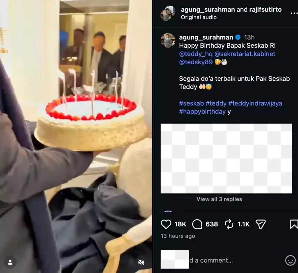 Seskab Teddy Ulang Tahun Instagram @agung_surahman, @catatanseskab, @sekretariat.kabinet
