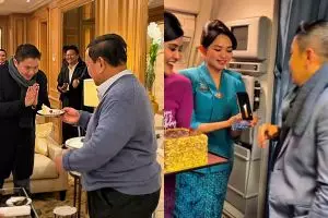 9 Potret kejutan ulang tahun Seskab Teddy, tiup lilin dikelilingi Presiden dan rekan sejawat