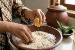 Cara ampuh hilangkan bau apek beras murah sebelum dimasak, cuma modal garam dan lemon