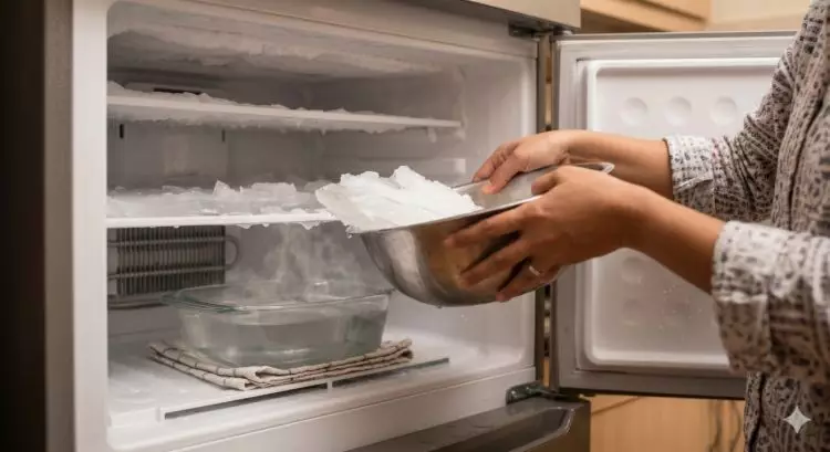 Bukan dicungkil, begini cara aman melelehkan bunga es tebal agar kulkas kembali bersih