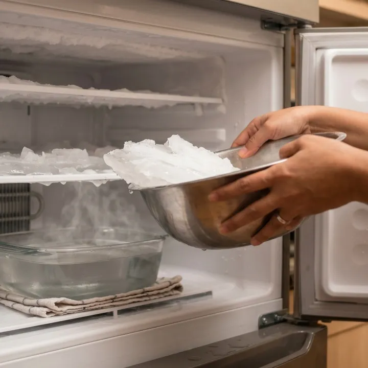 Bukan dicungkil, begini cara aman melelehkan bunga es tebal agar kulkas kembali bersih