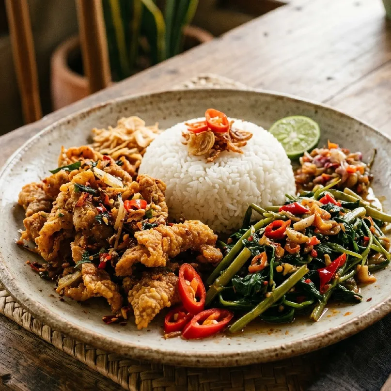 Resep makan siang nasi kulit gurih nan pedas, gampang dan siap saji dalam 20 menit