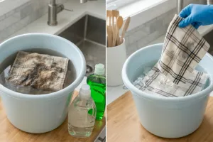 Trik mencuci serbet bau & bernoda tanpa sikat, hanya butuh deterjen, sabun cuci piring, dan air panas