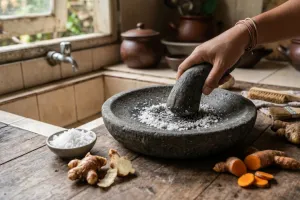 Rahasia cobek batu baru awet dan steril, trik bersihkan sisa pasir pakai bahan dapur