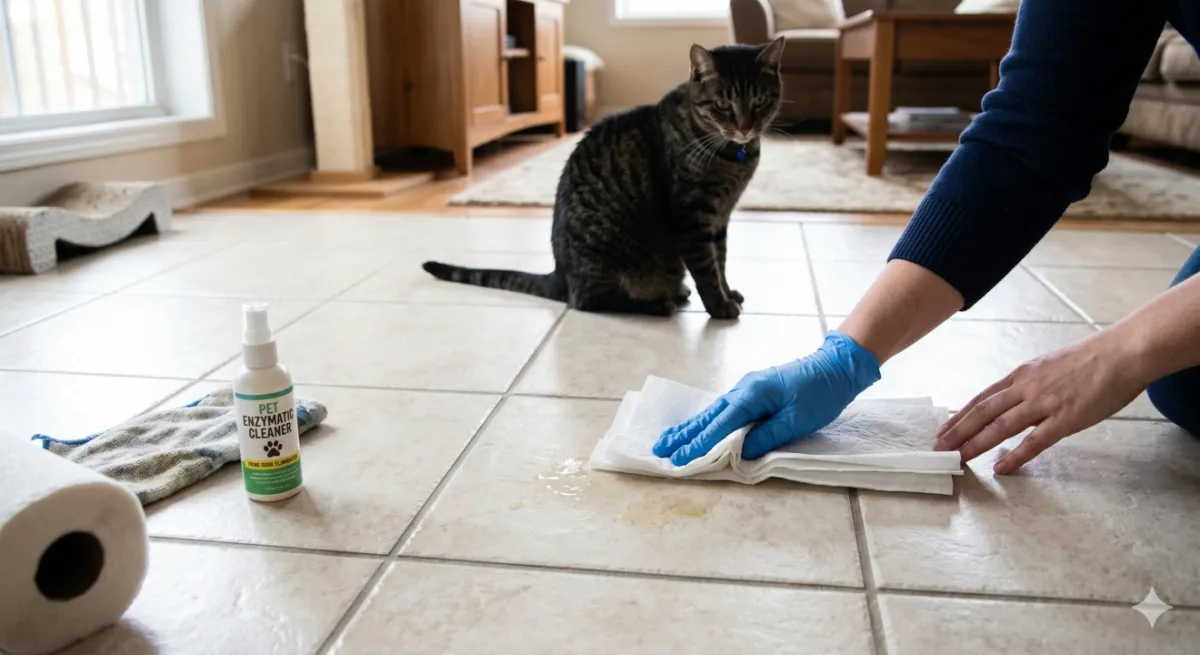 Cara membersihkan bekas kencing kucing di lantai agar bau tidak balik lagi