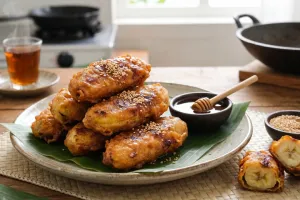 Resep pisang goreng madu renyah dan legit, lapisan manisnya bikin nagih