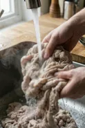 Cara mudah mencuci usus sapi, bersih maksimal cuma modal gagang sendok