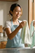 Cara ampuh cuci lap dapur bekas minyak agar bebas kuman dan bau apek