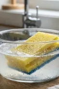 Spons cuci piring bau apek? Hilangkan dengan campuran garam dan cuka ini