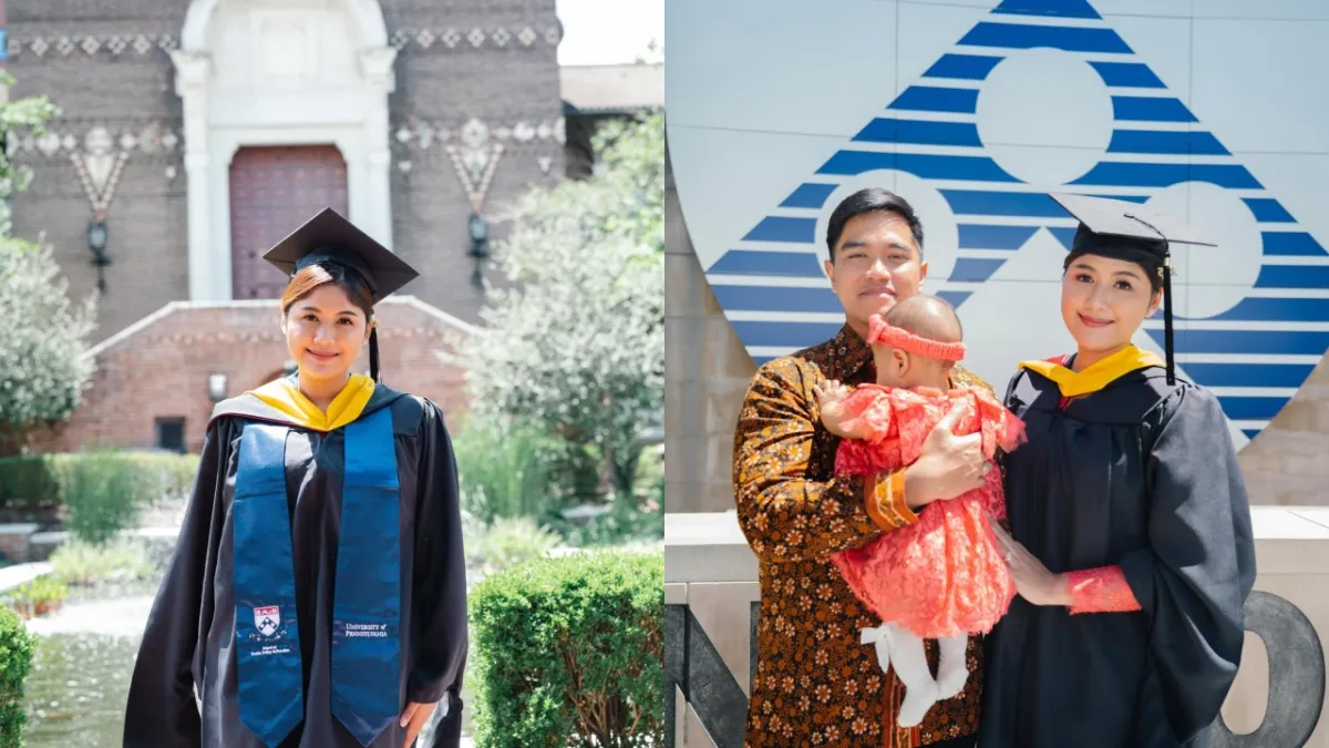 Perjuangan kuliah Erina Gudono di Amerika, wisuda ditemani suami dan anak yang tersenyum bahagia
