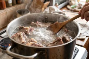 Cara menghemat gas saat memasak iga sapi, daging jauh lebih cepat lembut