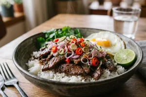 Daging kurban masih banyak? Cobain resep rice bowl daging sambal matah gampang dan bisa jadi mealprep