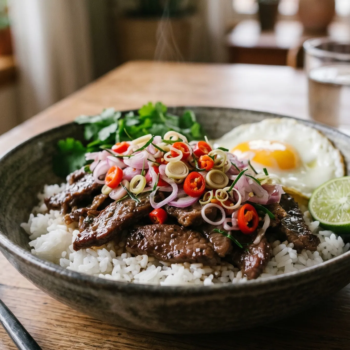 Daging kurban masih banyak? Cobain resep rice bowl daging sambal matah gampang dan bisa jadi mealprep