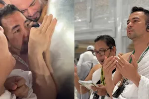 Momen perjuangan Raffi Ahmad cium Hajar Aswad berdesak-desakan dengan jamaah haji lain