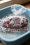 Daging beku susah dipotong dan lama cair? Rendam pakai air garam dan cuka, masak jadi sat set