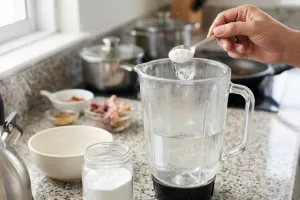 Blender bau bawang dan daging setelah masak kurban? Cukup pakai air hangat dan baking soda