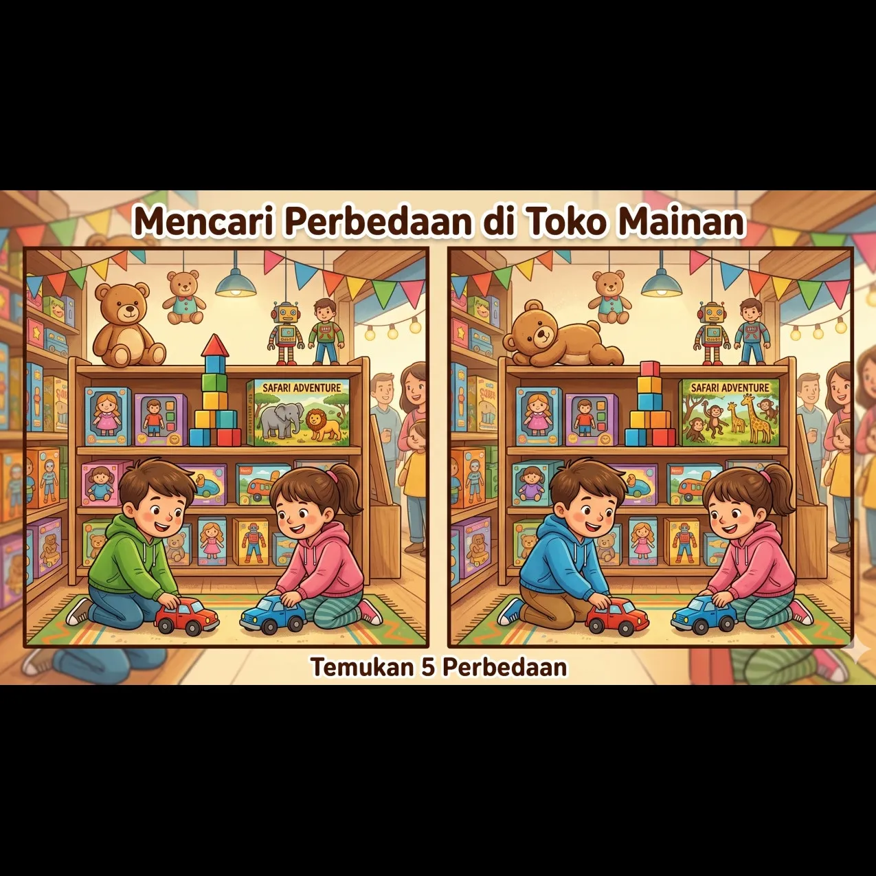5 Tebak-tebakan cari perbedaan gambar untuk uji ketelitian dan fokus anak SD