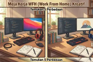 5 Tebak-tebakan cari perbedaan gambar kantor, latihan ketelitian
