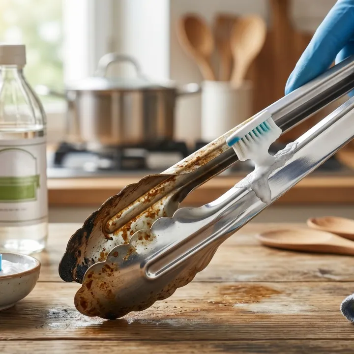 Cara membersihkan jepitan makanan stainless yang sudah kusam