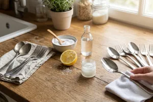 Sendok dan garpu stainless terlihat kusam? coba bersihkan dengan bahan yang ada di rumah