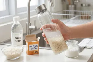 Mudah ditiru, trik membersihkan bagian dalam botol minum yang licin tanpa sikat khusus
