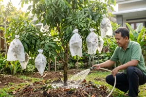 Cara merawat kelengkeng setelah berongsong agar buah besar, manis, dan tidak rontok