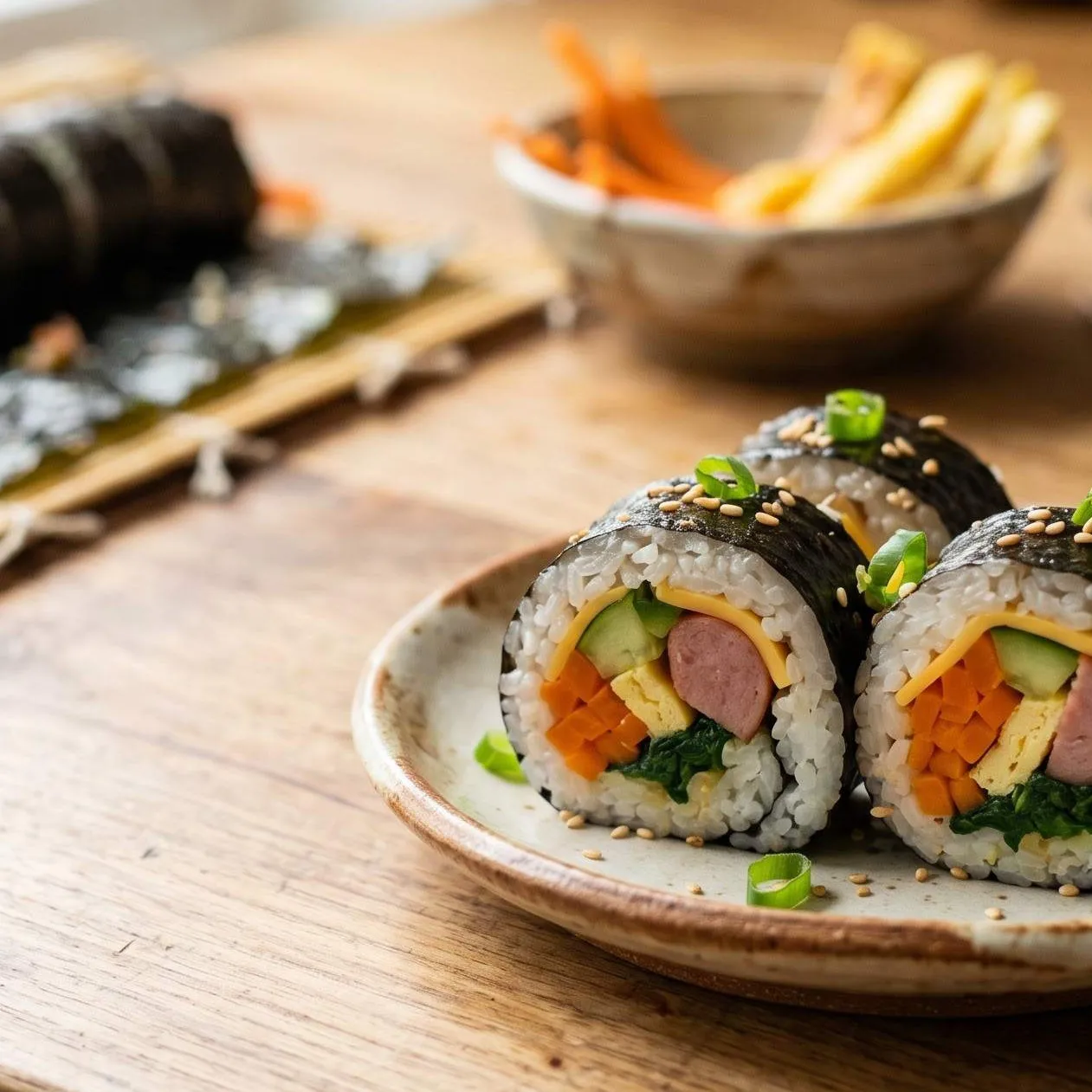 Resep kimbab streetfood ala Korea dari bahan seadanya di kulkas, lezat dan gampang buatnya