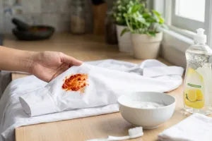 Baju putih kena sambal terasi? Jangan panik, coba 5 cara ini sebelum noda mengering