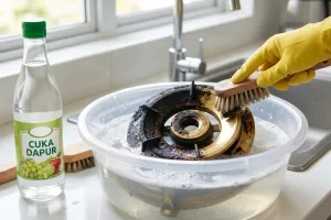 Cara mudah bersihkan burner kompor tanpa bahan mahal, cukup pakai cuka dapur