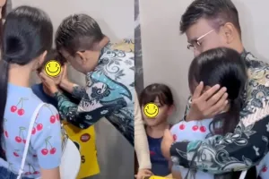 Momen haru Ruben Onsu peluk Thalia-Thania jelang berangkat umrah di bandara