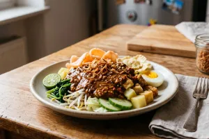 Resep gado-gado dari bahan seadanya di kulkas, ini triknya biar sambal kacangnya nikmat gurih