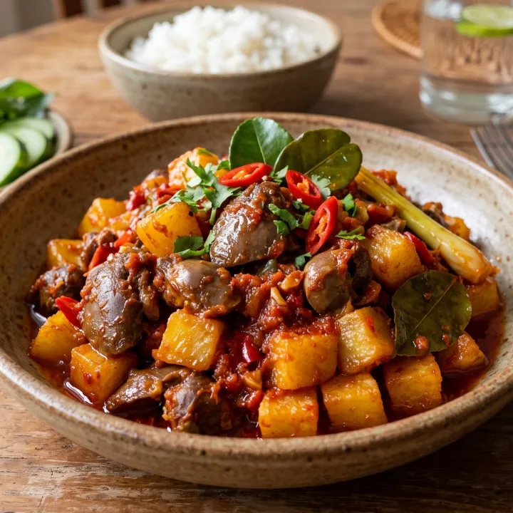 Resep hati ampela balado kentang praktis dengan bumbu meresap sempurna