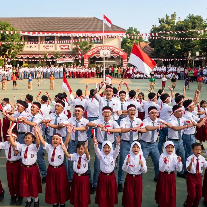 9 Contoh teks yel-yel lomba 17 Agustus untuk anak SD hingga SMA yang kreatif dan kompak