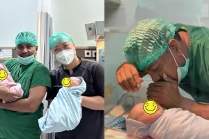 22 Tahun menanti, pasutri ini dianugerahi bayi kembar sepasang cewek-cowok, sang dokter ikut terharu