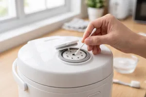 Cara membersihkan lubang uap rice cooker yang mampet agar nasi matang lebih merata