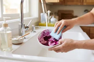 Cara menghilangkan noda buah naga pada mangkuk bayi agar bersih tanpa menggores permukaan