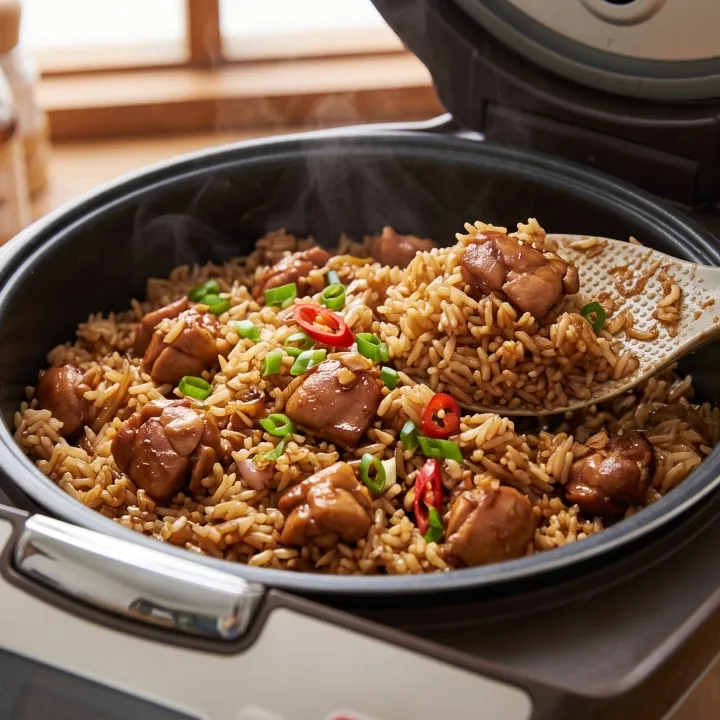Cara masak nasi ayam kecap rice cooker, tinggal cemplung tanpa menumis dan bumbu meresap