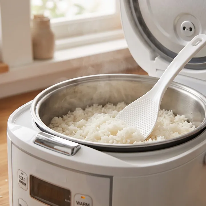 Centong nasi disimpan terus di rice cooker, masih aman atau sebaiknya dikeluarkan?