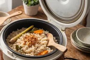 Cara membuat nasi uduk tanpa santan di rice cooker, praktis dan gampang plus gurihnya dapet