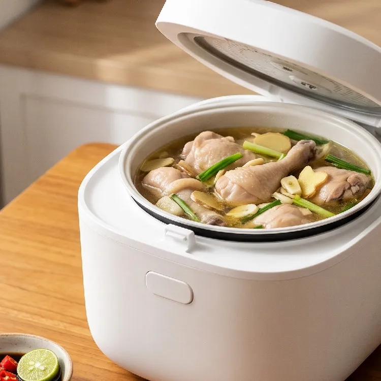 Cara membuat ayam kukus kuah yang lezat di rice cooker, mudah dan enak cuma tinggal cemplung