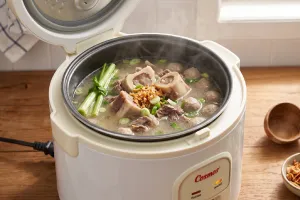 Cara membuat stok kuah bakso pakai rice cooker, tinggal cemplung bahan rasany ngaldu banget