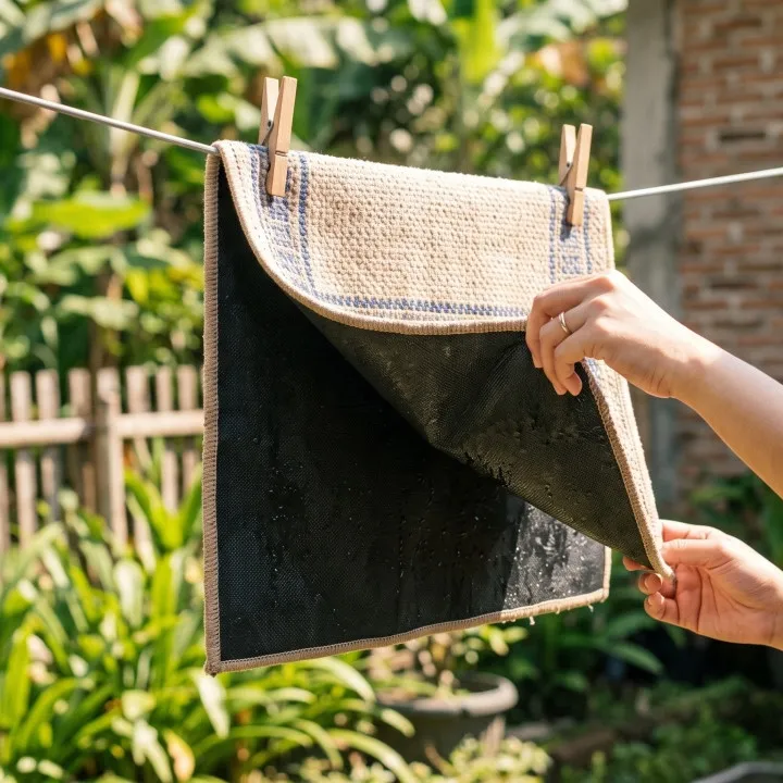 Keset dapur sudah dijemur tapi bagian bawah masih basah, ternyata ini penyebabnya
