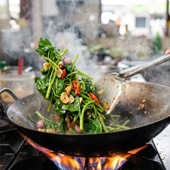 Tumis kangkung berubah warna setelah matang? Cek durasi dan panas wajan