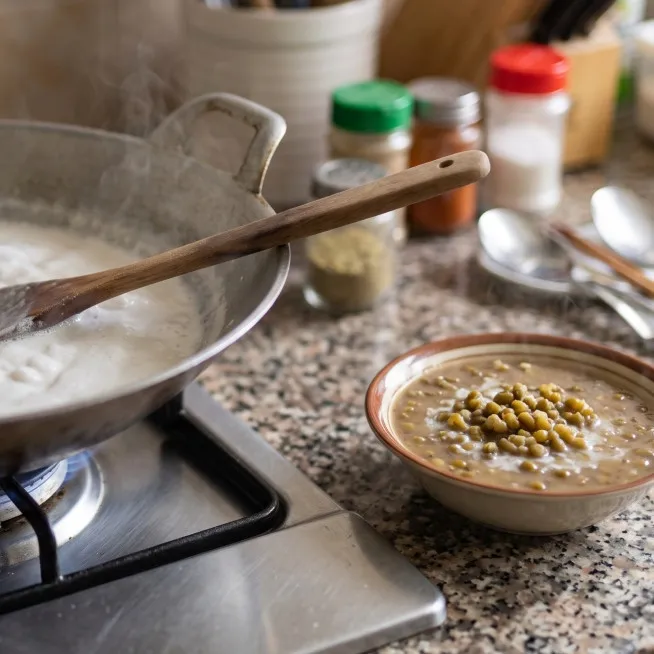 Santan untuk bubur kacang hijau sering menggumpal, begini cara memasaknya