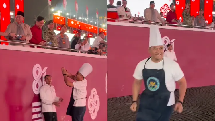 Detik-detik Sudaryono serahkan ompreng MBG ke Prabowo dan Gibran saat karnaval HUT Ke-81 RI