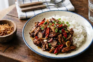 Mengolah ayam goreng sisa semalam untuk sarapan? ini resep ayam kecap suwir yang nikmat dan bergizi