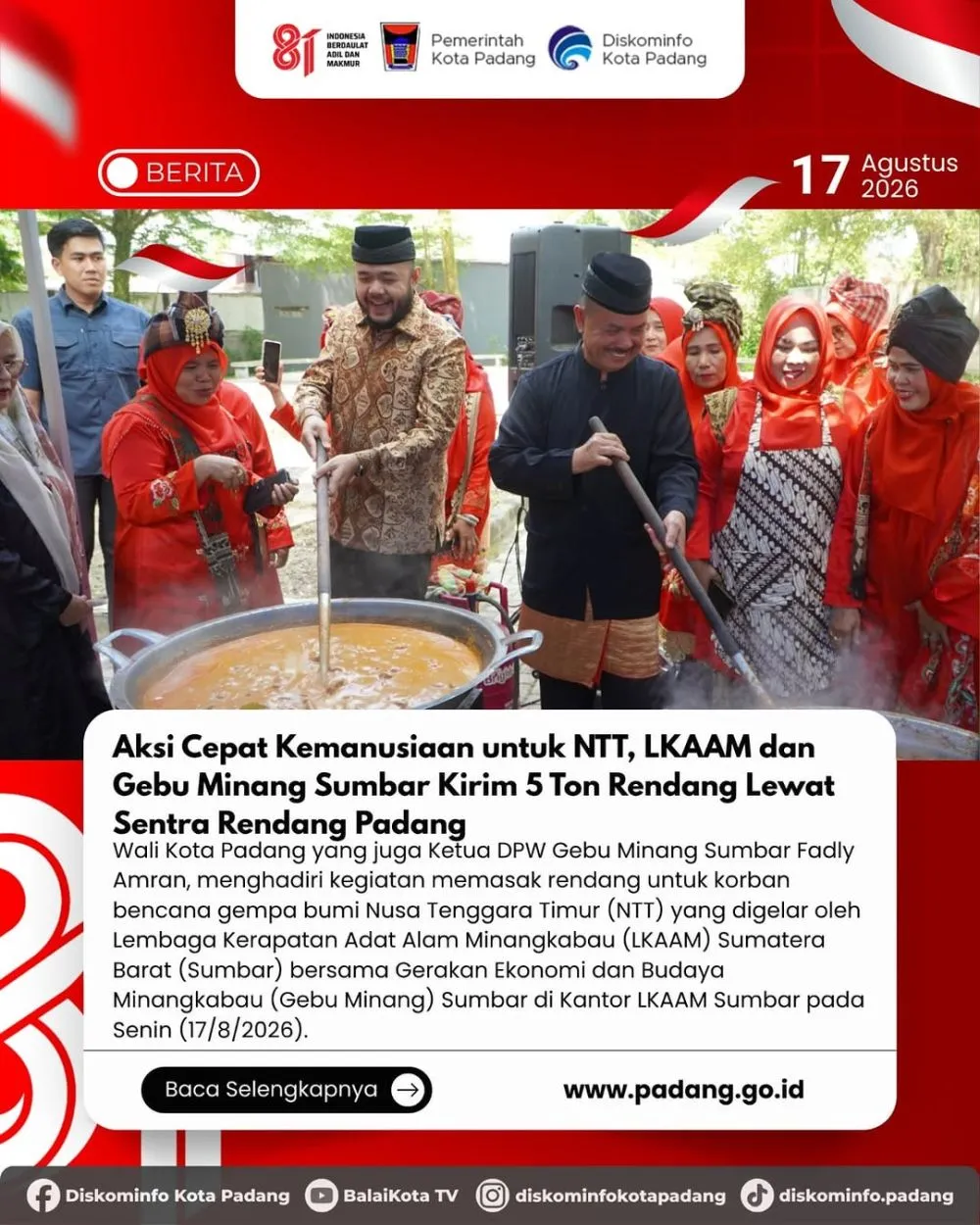 Sumbar kirim 5 ton rendang untuk NTT © 2026 Sumbar kirim 5 ton rendang untuk NTT © 2026