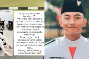 Kena paku di kaki saat upacara penurunan bendera, anggota Paskibra tetap tegap hingga tugas selesai