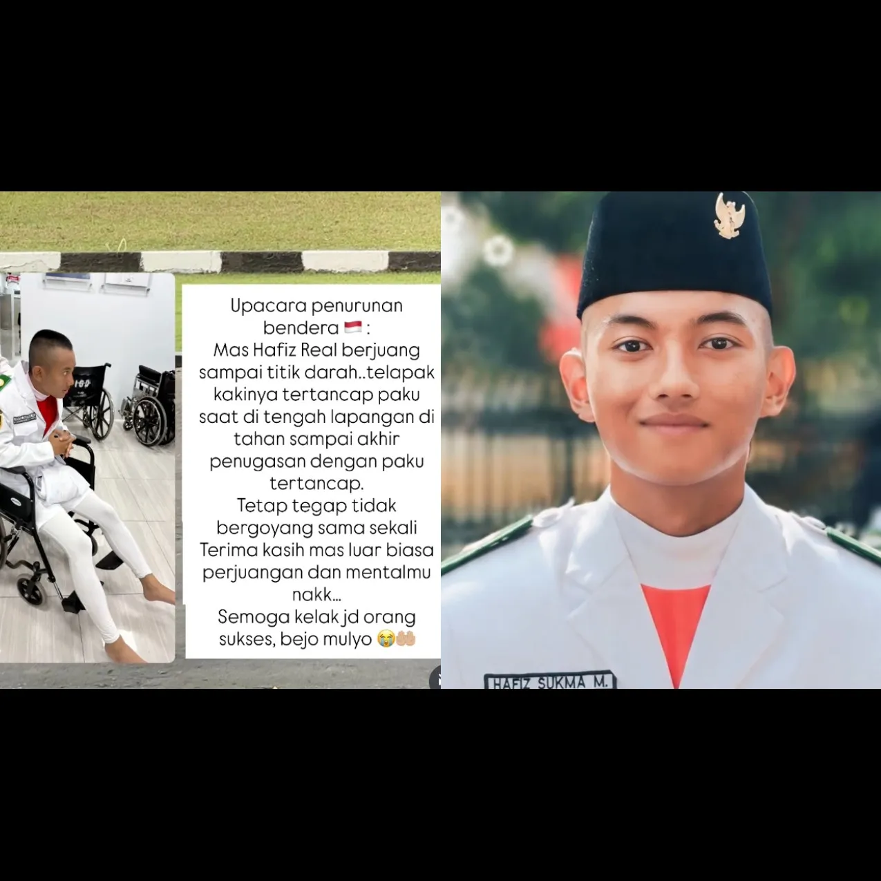 Kena paku di kaki saat upacara penurunan bendera, anggota Paskibra tetap tegap hingga tugas selesai